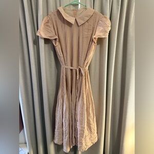 Roolee Women’s Pleated Short-Sleeve Midi Dress in Blush M